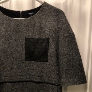 Madewell gray shift dress with "leather" accent